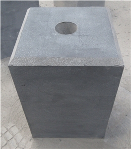 Blue Limestone Road Bollard Plinth, Parking Stone Balls