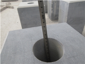 Blue Limestone Road Bollard Plinth, Parking Stone Balls