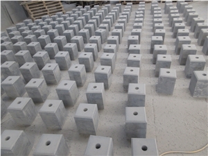 Blue Limestone Road Bollard Plinth, Parking Stone Balls