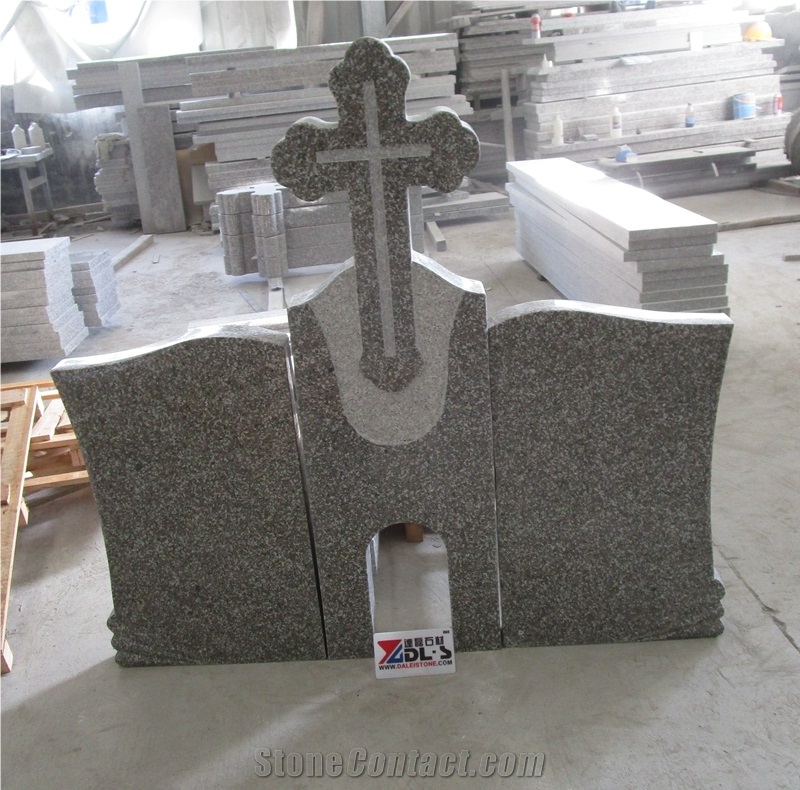 Romania New G664 Granite Double Headstone Manufacturer