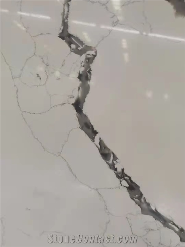 Cuarzo Artificial Calacatta White Quartz With Grey Veins