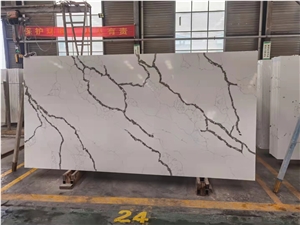 Cuarzo Artificial Calacatta White Quartz With Grey Veins