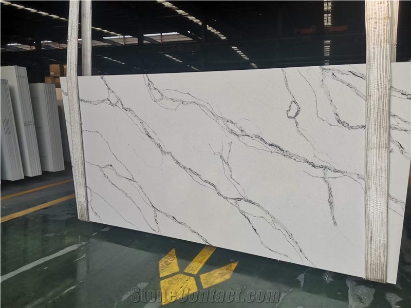 Cuarzo Artificial Calacatta White Quartz With Stable Supply