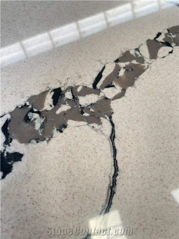 Cuarzo Calacatta White Quartz Slabs With Black Veins