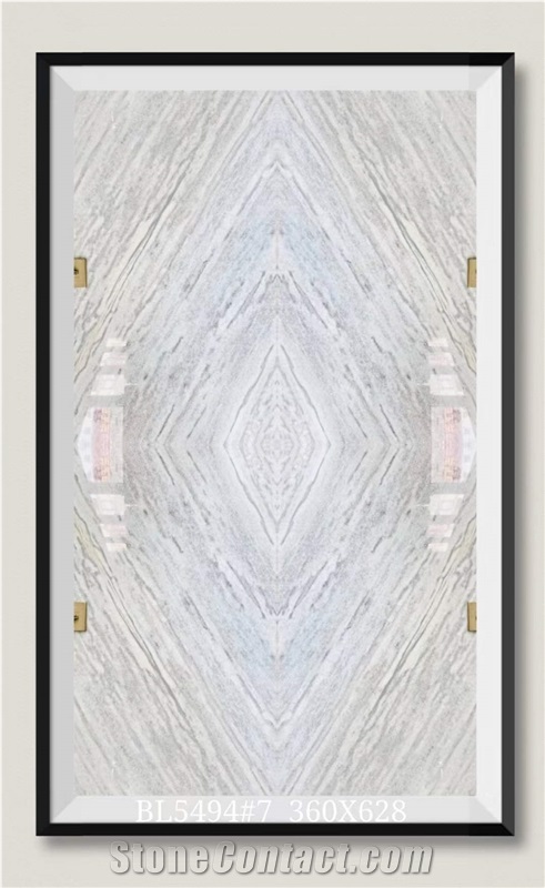 Blue Sky White Jade Marble Slabs Book Match Wall Panels