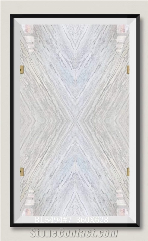 Blue Sky White Jade Marble Slabs Book Match Wall Panels