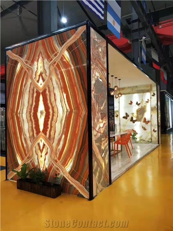 Color Jade Multi Color Natural Onyx Slabs Bookmatch Backlit