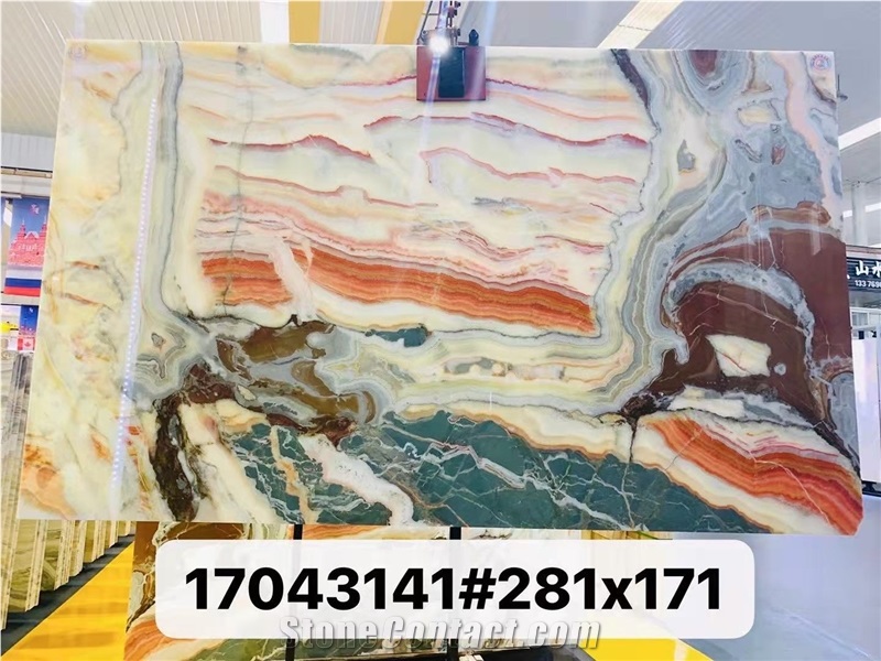 Color Jade Multi Color Natural Onyx Slabs Bookmatch Backlit
