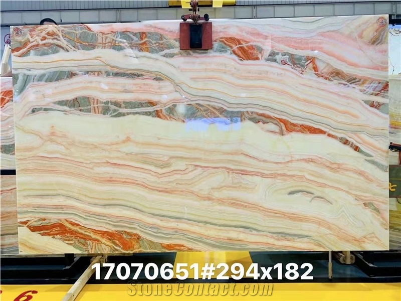 Color Jade Multi Color Natural Onyx Slabs Bookmatch Backlit