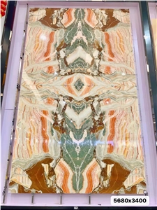 Color Jade Multi Color Natural Onyx Slabs Bookmatch Backlit