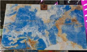 Luxury Interior Decorative Backlit Blue Onyx Slab