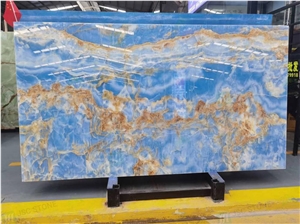 Luxury Interior Decorative Backlit Blue Onyx Slab