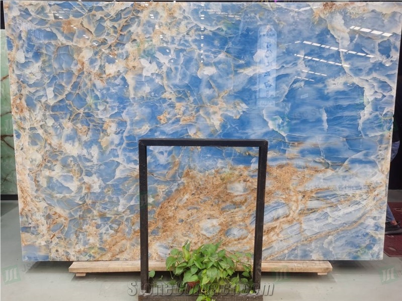 Luxury Interior Decorative Backlit Blue Onyx Slab