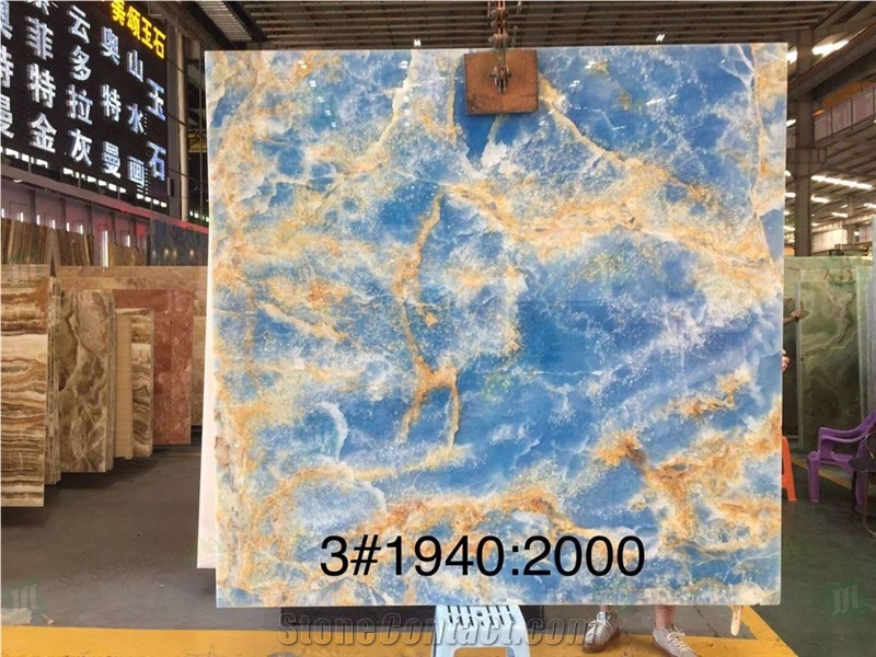 Luxury Interior Decorative Backlit Blue Onyx Slab