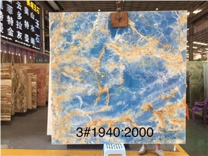 Luxury Interior Decorative Backlit Blue Onyx Slab
