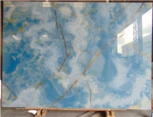 Luxury Interior Decorative Backlit Blue Onyx Slab