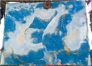 Luxury Interior Decorative Backlit Blue Onyx Slabs
