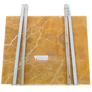 Pure Gold Color Orange Onyx With Polished Surface