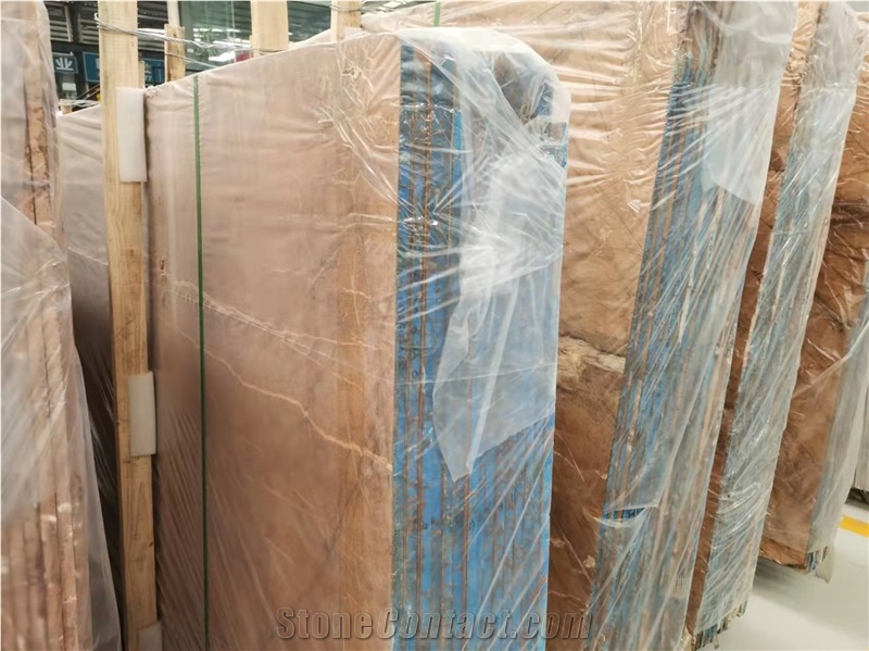 Natural Stone Rainforest Brown Marble Slabs 
