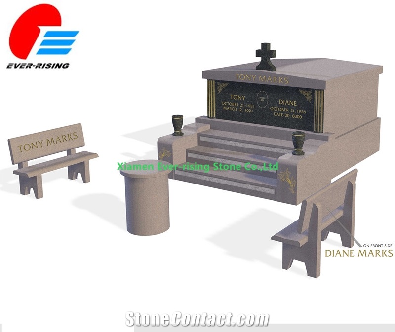Pillar Design Double Crypts Mausoleum Directly In  Factory