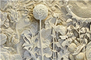 Bianco Di Apricena Marble Carved Wall Relief