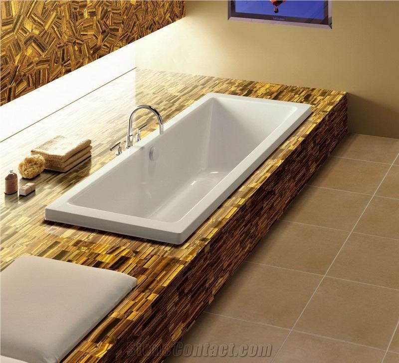 Tiger Eyes Yellow Gemstone Semiprecious Wall Decor Table