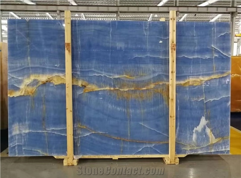China Blue Onyx Backlit Slab Wall Flooring House Tile