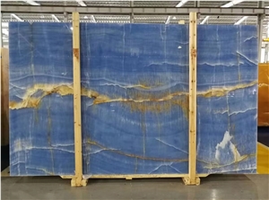 China Blue Onyx Backlit Slab Wall Flooring House Tile