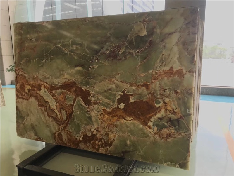 Dark Green Onyx Slabs Tiles In Stock Hotel Home Decor