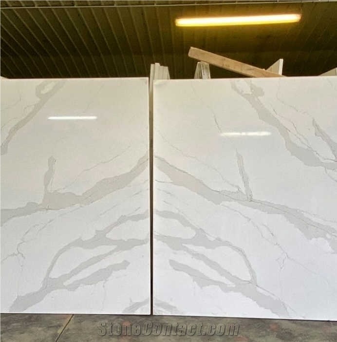Classic Calacatta Gold Quartz Book Matched Slabs