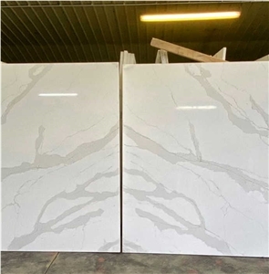 Classic Calacatta Gold Quartz Book Matched Slabs