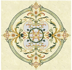 Azul Bahia Granite Mixed Marble Waterjet  Inlay Medallion