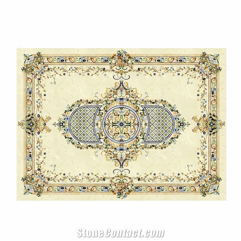 Azul Bahia Granite Mixed Marble Waterjet  Inlay Medallion