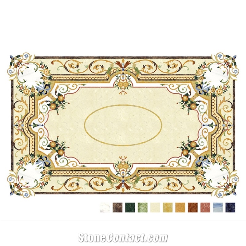 Azul Bahia Granite Mixed Marble Waterjet  Inlay Medallion