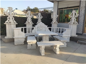 Best Price Marble Garden Bench And Table Sets Sculptured