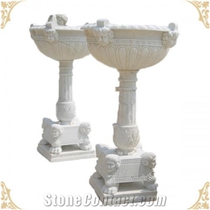 Bianco Carrara Marble Wine Shaped Angel Hand Carved Planter