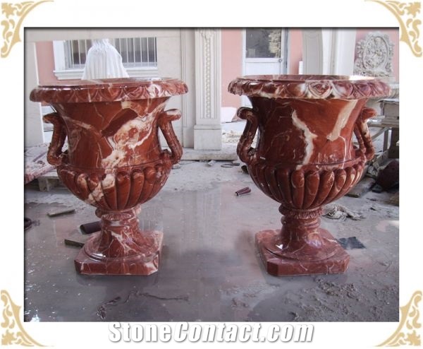 Bianco Carrara Marble Wine Shaped Angel Hand Carved Planter