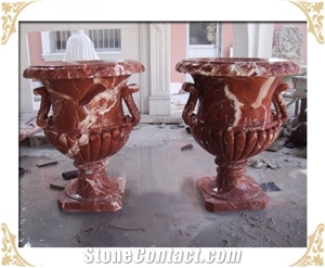 Bianco Carrara Marble Wine Shaped Angel Hand Carved Planter