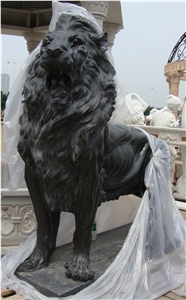 Black Marble Garden Lion Statue For Gate