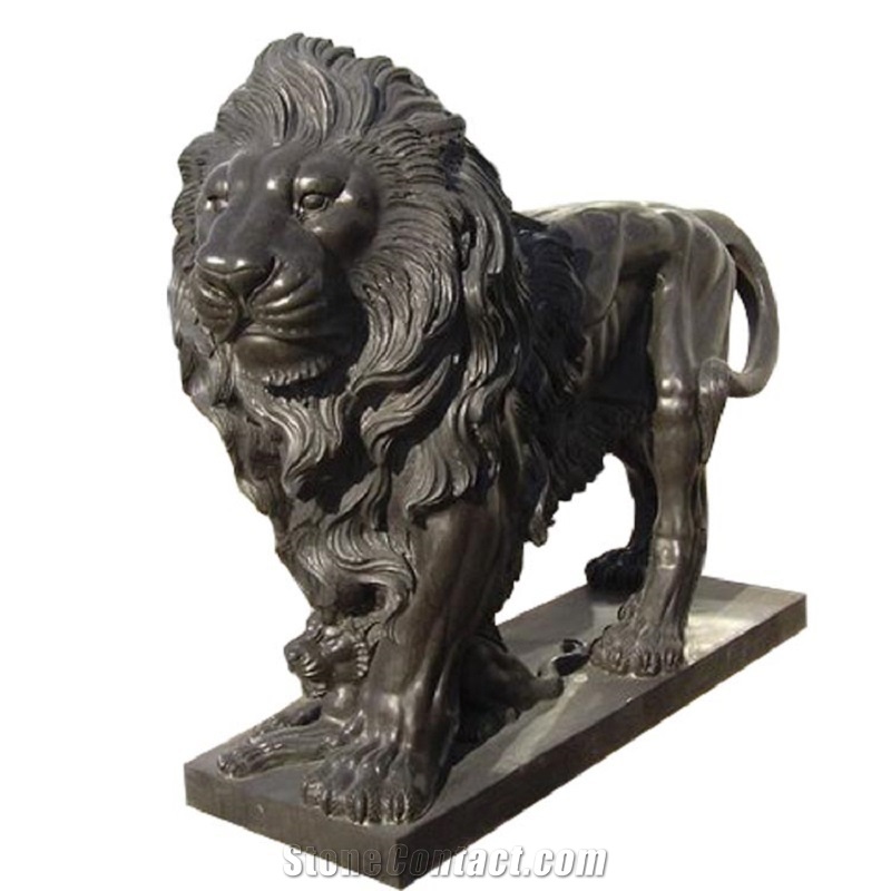 Black Marble Garden Lion Statue For Gate