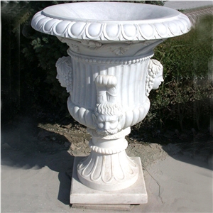 Carrara White Marble Villa Garden Pedestal Flower Planter