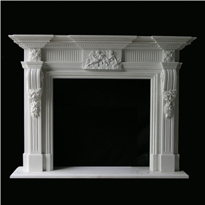Carving Factory White Marble Fireplace Sculptured