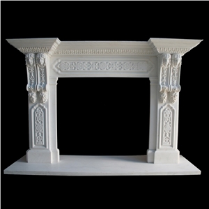 Carving Factory White Marble Fireplace Sculptured