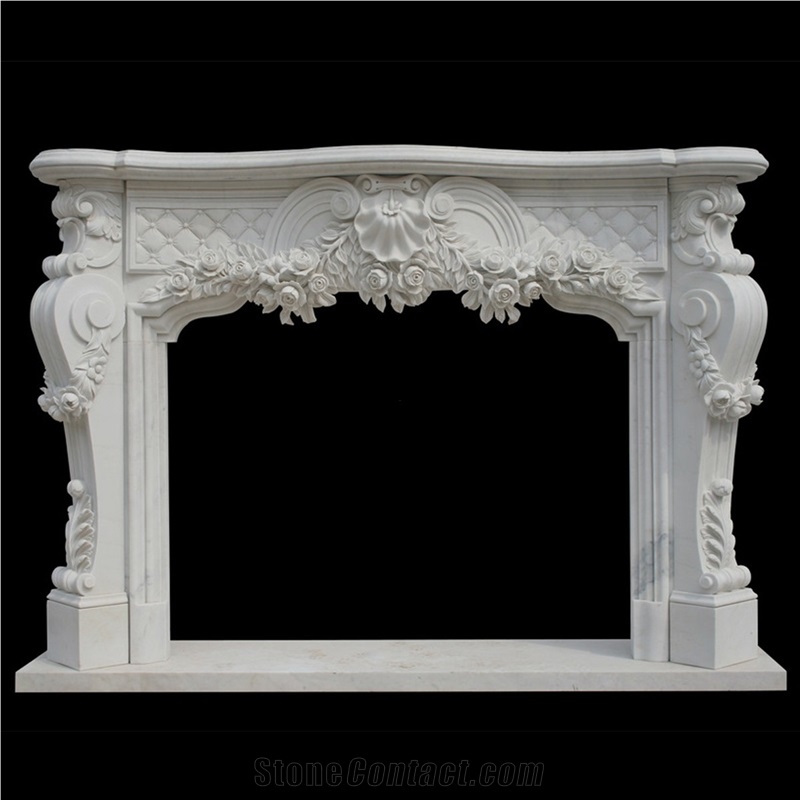 Carving Factory White Marble Fireplace Sculptured