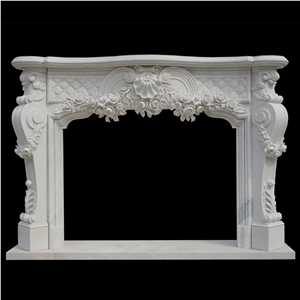 Carving Factory White Marble Fireplace Sculptured