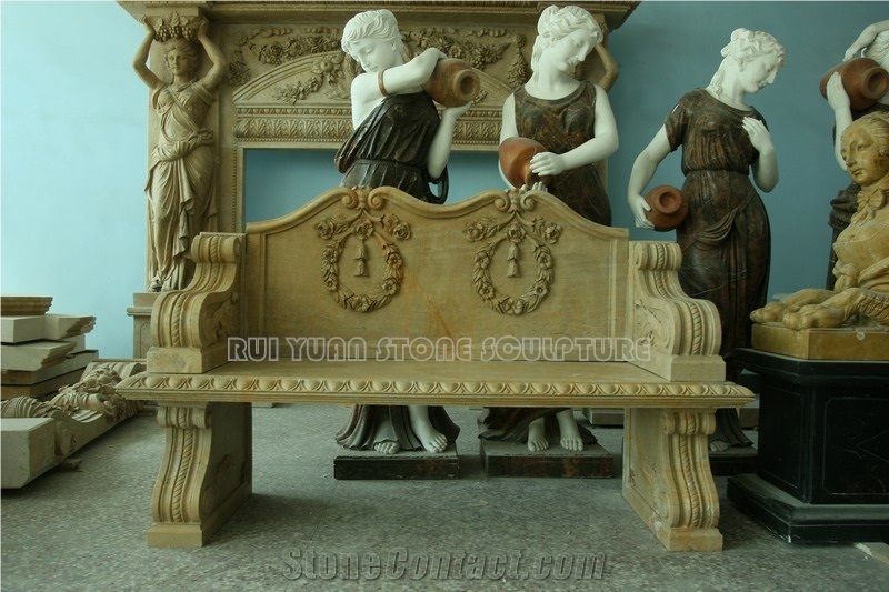 Chinese Classic Limestone Garden Chair For 2 Seats
