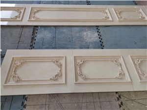 Cream Marble Hand Carving Reliefs Panel Villa Wall Covering