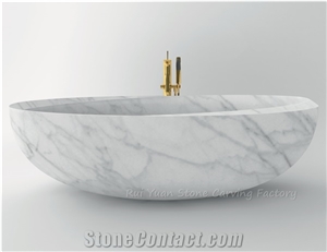 Factory Outlet Sale Polaris White Marble Pedestal Oval Bathtub 