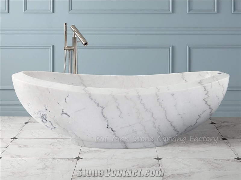 Factory Owner Free Standing Oval Marble Bathtub Flat Project