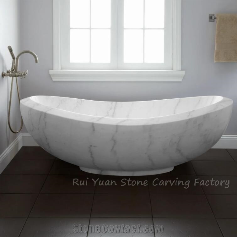 Factory Owner Free Standing Oval Marble Bathtub Flat Project